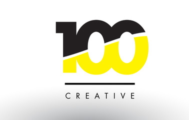 100 Black and Yellow Number Logo Design.