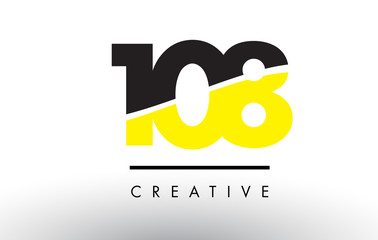 108 Black and Yellow Number Logo Design. - obrazy, fototapety, plakaty