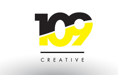109 Black and Yellow Number Logo Design.