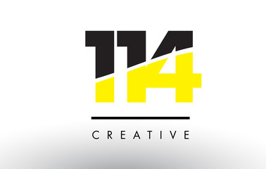 114 Black and Yellow Number Logo Design.