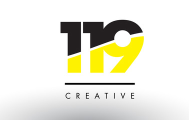 119 Black and Yellow Number Logo Design.