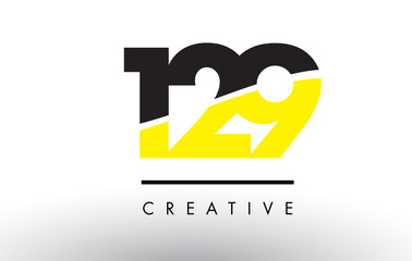 129 Black and Yellow Number Logo Design.