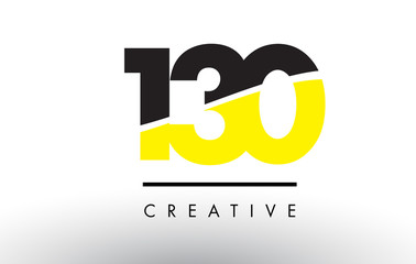 130 Black and Yellow Number Logo Design.