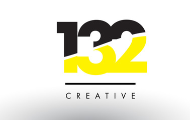 132 Black and Yellow Number Logo Design.