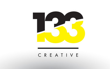 133 Black and Yellow Number Logo Design.