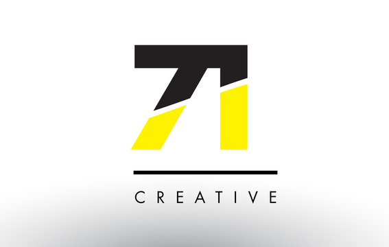 71 Black and Yellow Number Logo Design.