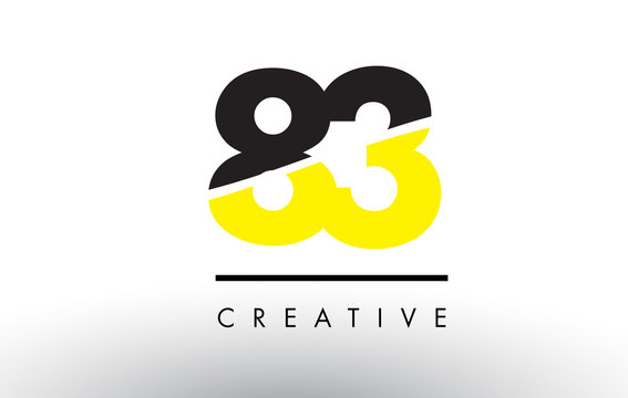 83 Black and Yellow Number Logo Design.