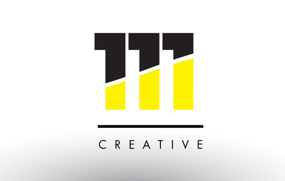111 Black and Yellow Number Logo Design.