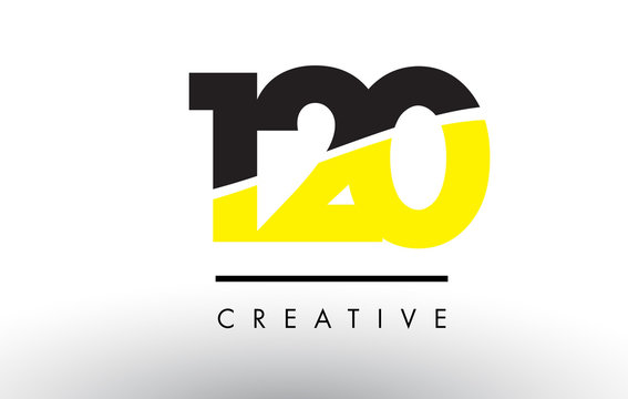 120 Black and Yellow Number Logo Design.