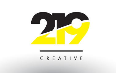 219 Black and Yellow Number Logo Design.