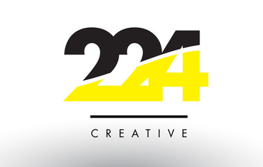 224 Black and Yellow Number Logo Design.
