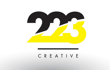 223 Black and Yellow Number Logo Design.