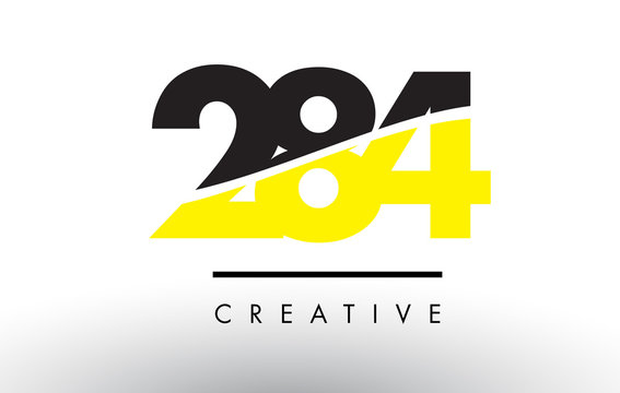 284 Black and Yellow Number Logo Design.