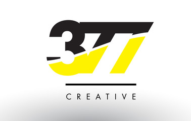 377 Black and Yellow Number Logo Design.