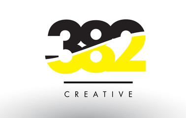 382 Black and Yellow Number Logo Design.