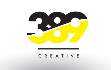 389 Black and Yellow Number Logo Design.