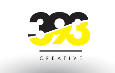 393 Black and Yellow Number Logo Design.