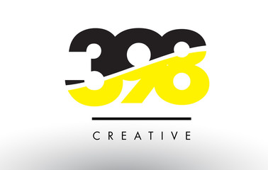 398 Black and Yellow Number Logo Design.