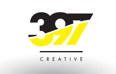 397 Black and Yellow Number Logo Design.