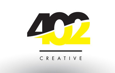 402 Black and Yellow Number Logo Design.