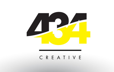 434 Black and Yellow Number Logo Design.