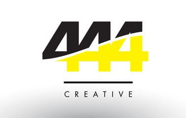 444 Black and Yellow Number Logo Design.