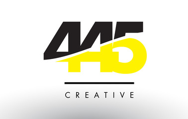 445 Black and Yellow Number Logo Design.