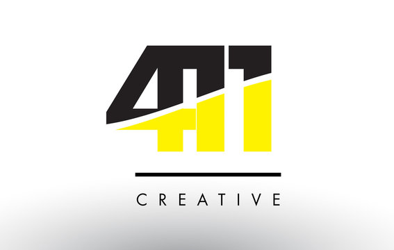 411 Black and Yellow Number Logo Design.