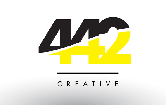 442 Black and Yellow Number Logo Design.