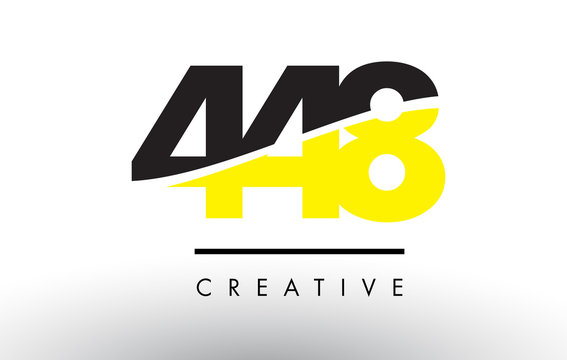 448 Black and Yellow Number Logo Design.