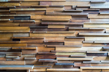 Pattern and texture of decorative wooden planks on wall