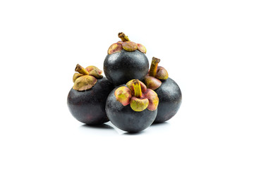 Ripe mangosteen fruit isolated on white background.