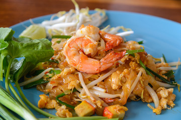 Pad Thai with shrimps or prawns, Thai Fried Noodles