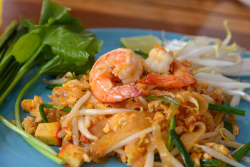 Pad Thai with shrimps or prawns, Thai Fried Noodles