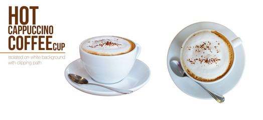 Coffee in coffee cafe isolated on white background with clipping path