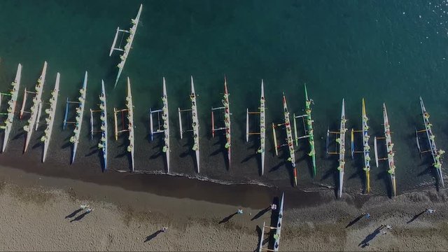 d&eacute;part course de bateau (pirogue)