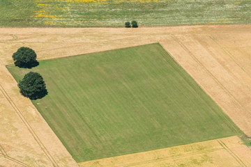 Vue aérienne de champs en France