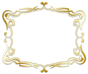 Cadre Art nouveau. Gold. Fond blanc