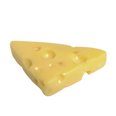 A slice of cheese isolated on white background.
