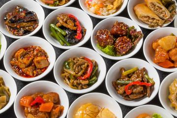 中華料理　集合　Delicious Chinese food group photo