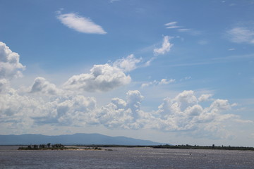 Clouds, clouds, sky, sky, white, large, lake, river, sea, ocean, water,