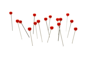 Push pins isolated on white background.
