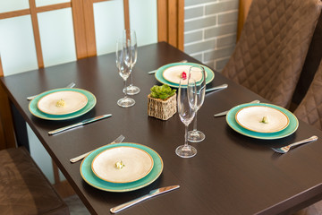 Served table in restaurant