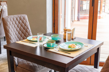 Served table in restaurant