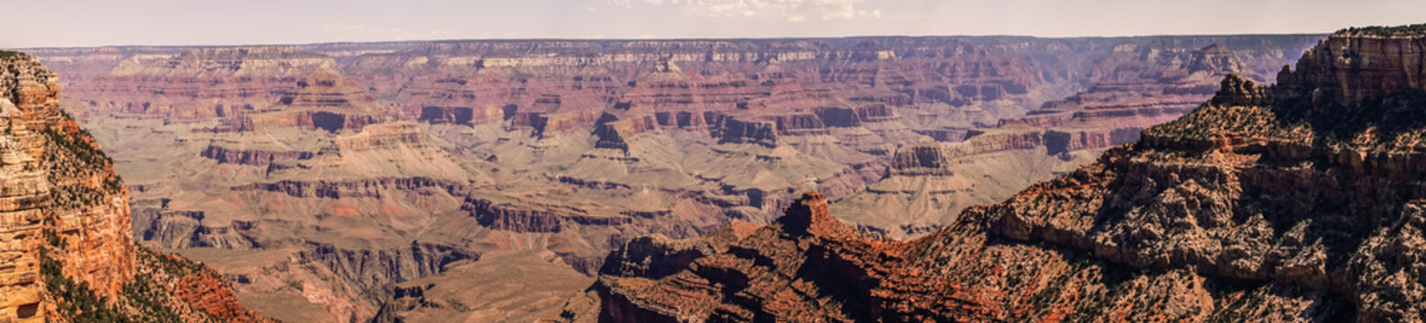 Rocky cliffs of the Grand Canyon. Grand Canyon Village, Arizona. Picturesque panorama