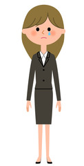 スーツの女性　泣く