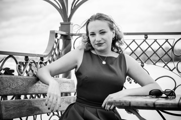Woman on aboard  resting and having pleasure for life