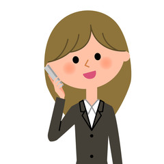 スーツの女性　電話