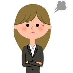 スーツの女性　怒る
