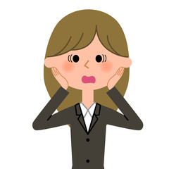 スーツの女性　慌てる